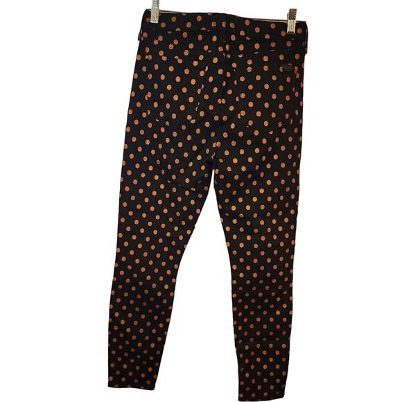 7 Seven for all mankind Black Copper Gold Metallic Polka-Dot Skinny Jeans Jen7 6 - Picture 6 of 7